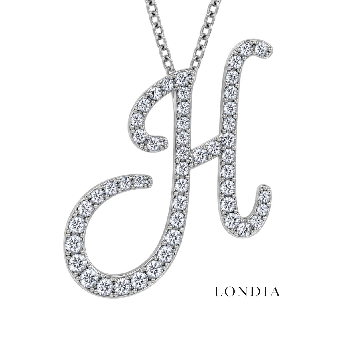 Personalized Majestic H Initial 0.40 Carat Natural Diamond Necklace