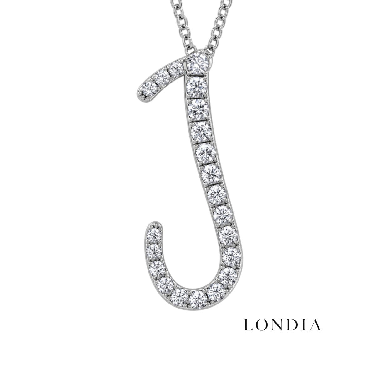 Personalized Majestic J Initial 0.30 Carat Natural Diamond Necklace