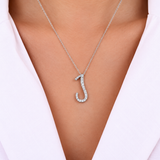 Personalized Majestic J Initial 0.30 Carat Natural Diamond Necklace