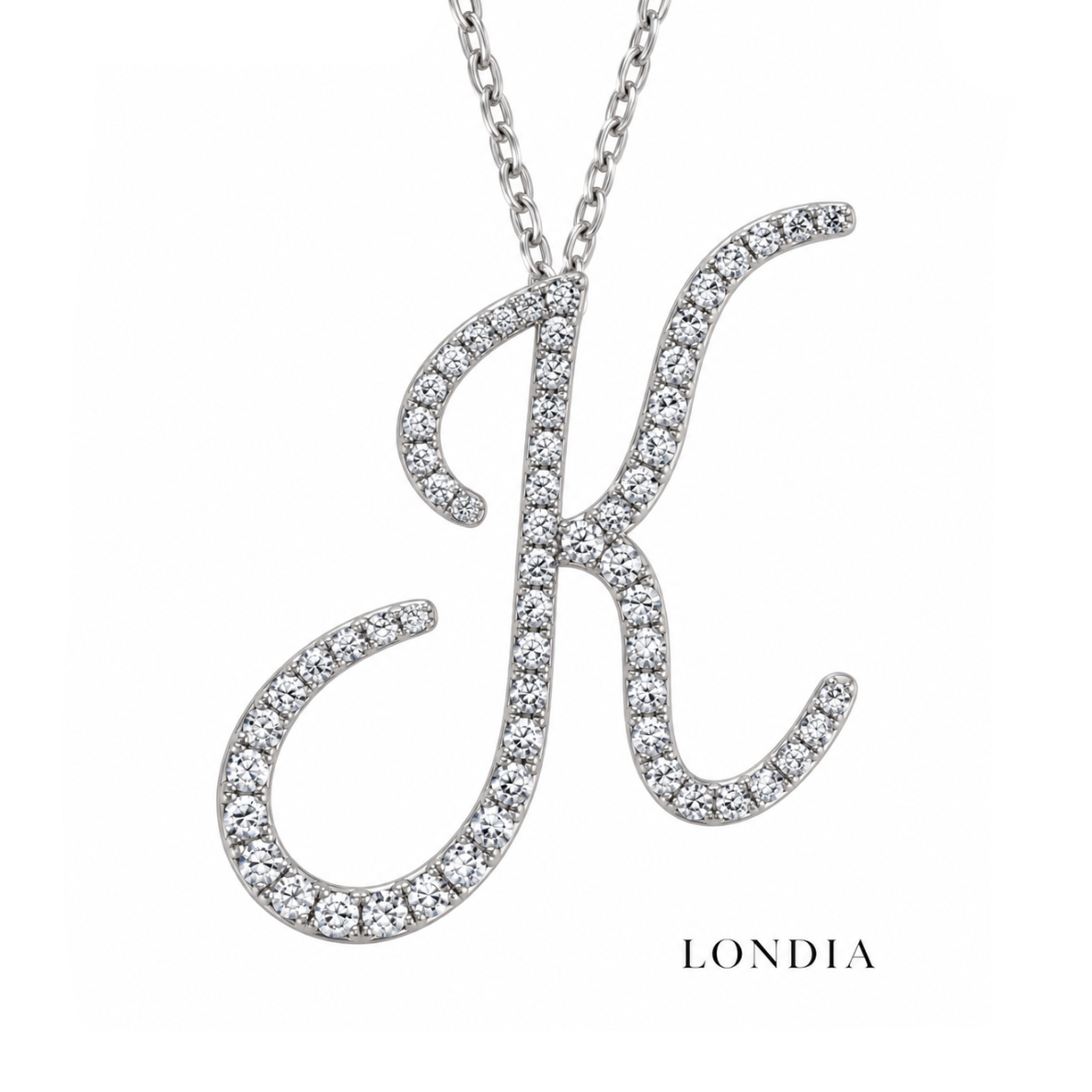 Personalized Majestic K Initial 0.35 Carat Natural Diamond Necklace