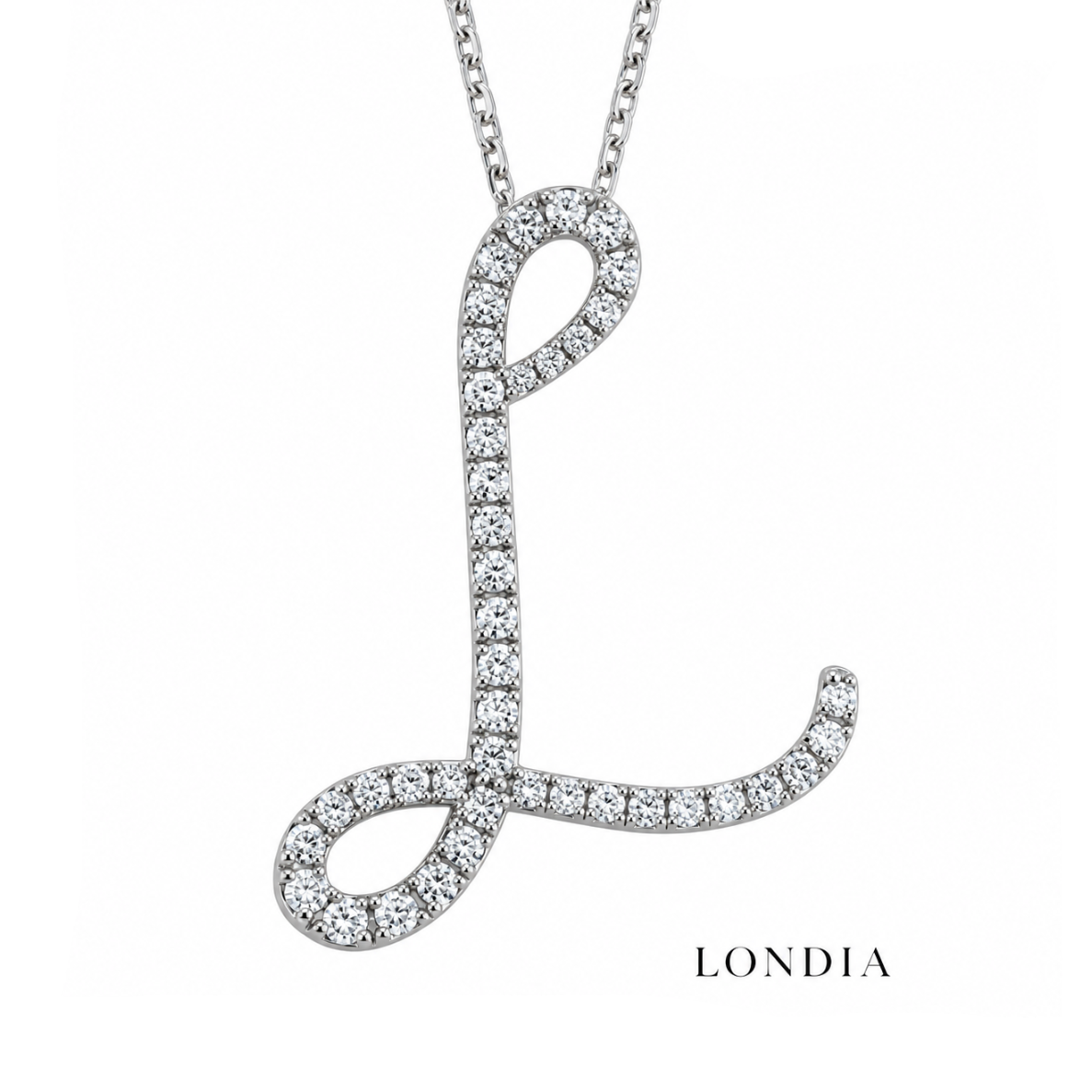 Personalized Majestic L Initial 0.30 Carat Natural Diamond Necklace