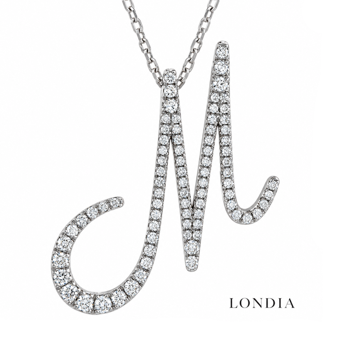 Personalized Majestic M Initial 0.35 Carat Natural Diamond Necklace