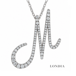 Personalized Majestic M Initial 0.35 Carat Natural Diamond Necklace