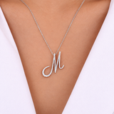 Personalized Majestic M Initial 0.35 Carat Natural Diamond Necklace