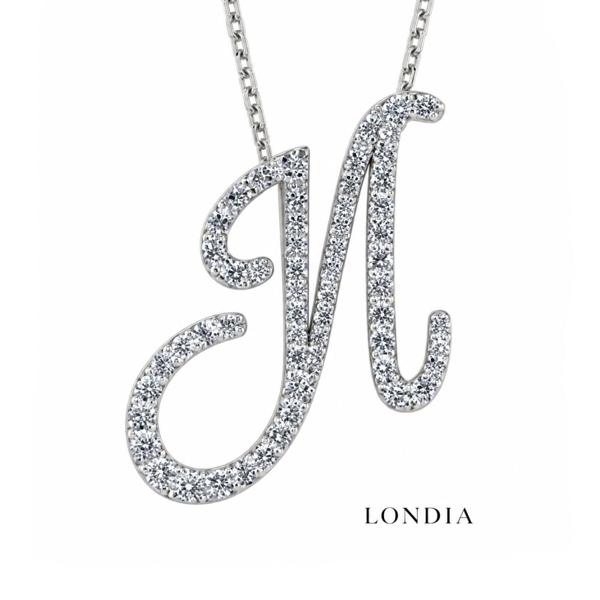 Personalized Majestic N Initial 0.35 Carat Natural Diamond Necklace