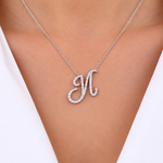 Personalized Majestic N Initial 0.35 Carat Natural Diamond Necklace