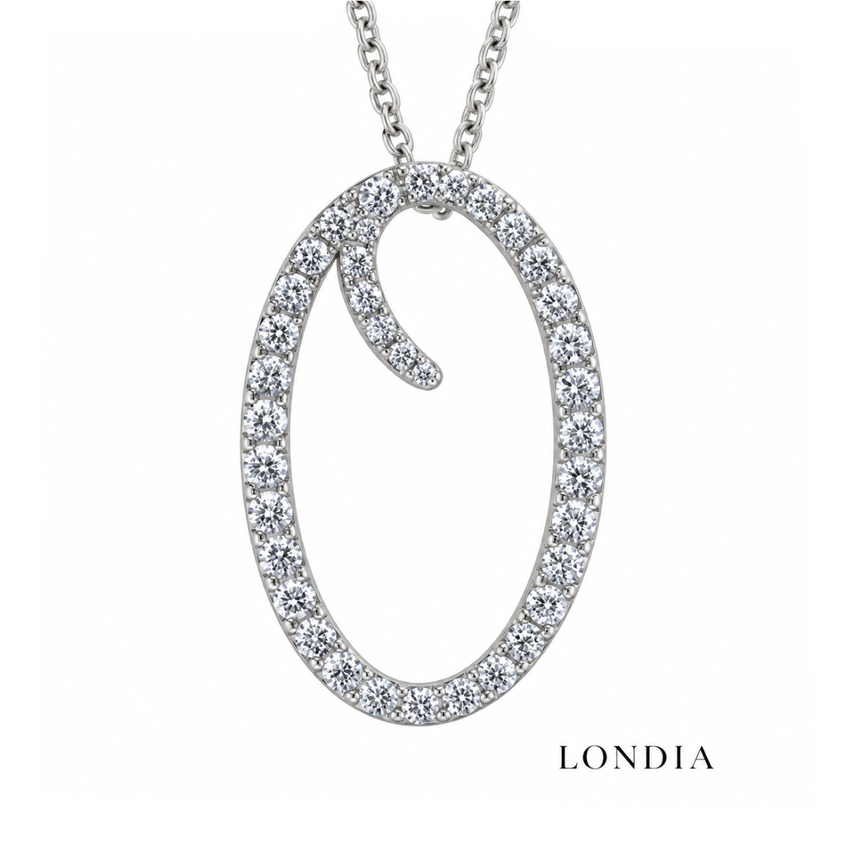 Personalized Majestic O Initial 0.40 Carat Natural Diamond Necklace
