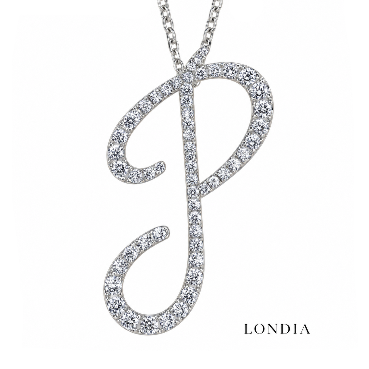Personalized Majestic P Initial 0.30 Carat Natural Diamond Necklace