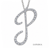 Personalized Majestic P Initial 0.30 Carat Natural Diamond Necklace