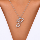 Personalized Majestic P Initial 0.30 Carat Natural Diamond Necklace