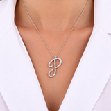 Personalized Majestic P Initial 0.30 Carat Natural Diamond Necklace