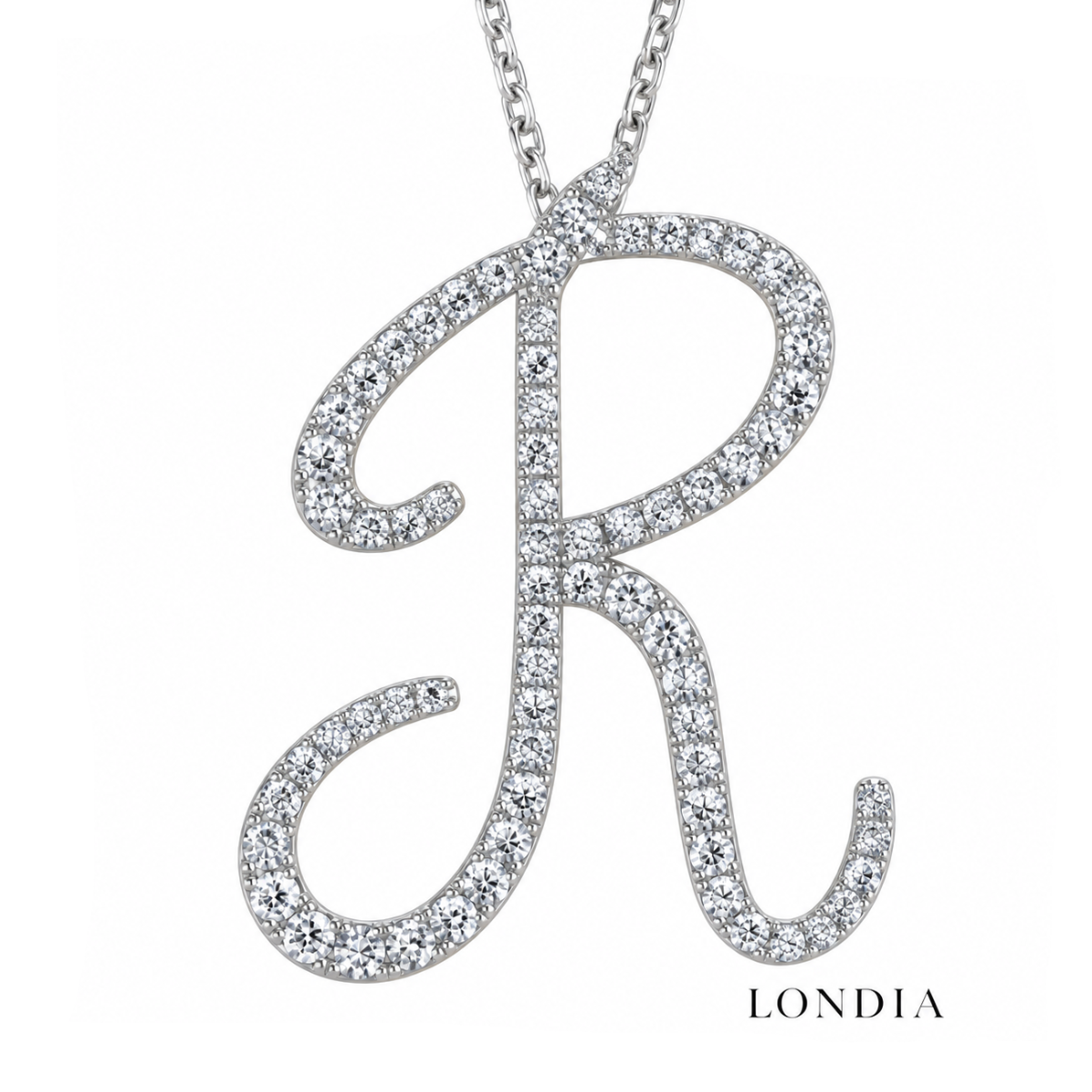 Personalized Majestic R Initial 0.40 Carat Natural Diamond Necklace