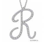 Personalized Majestic R Initial 0.40 Carat Natural Diamond Necklace