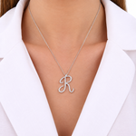 Personalized Majestic R Initial 0.40 Carat Natural Diamond Necklace