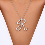 Personalized Majestic R Initial 0.40 Carat Natural Diamond Necklace
