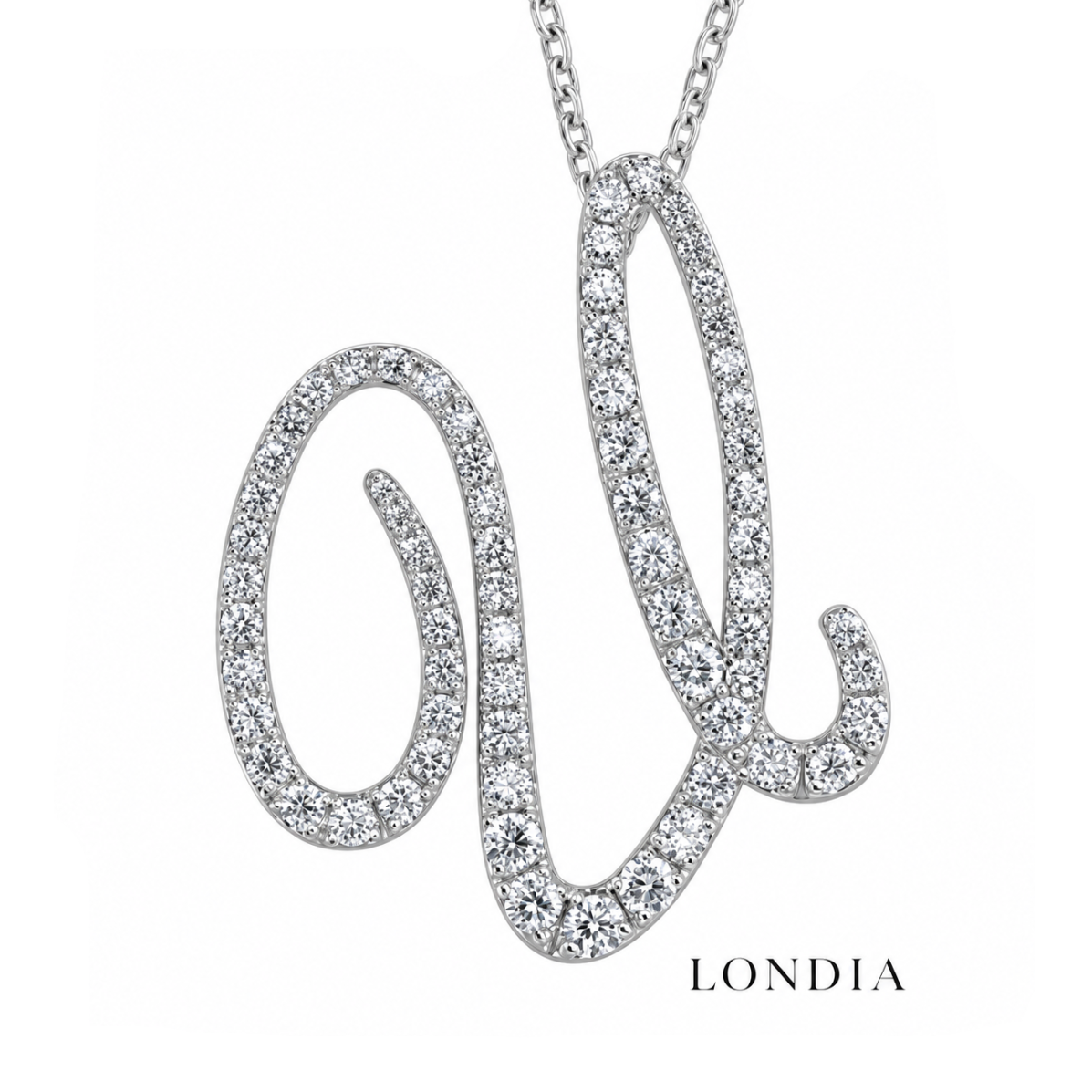 Personalized Majestic V Initial 0.60 Carat Natural Diamond Necklace