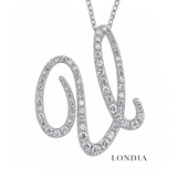 Personalized Majestic V Initial 0.60 Carat Natural Diamond Necklace