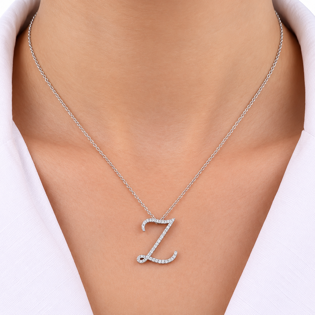 Personalized Majestic Z Initial 0.25 Ct. Natural Diamond Necklace