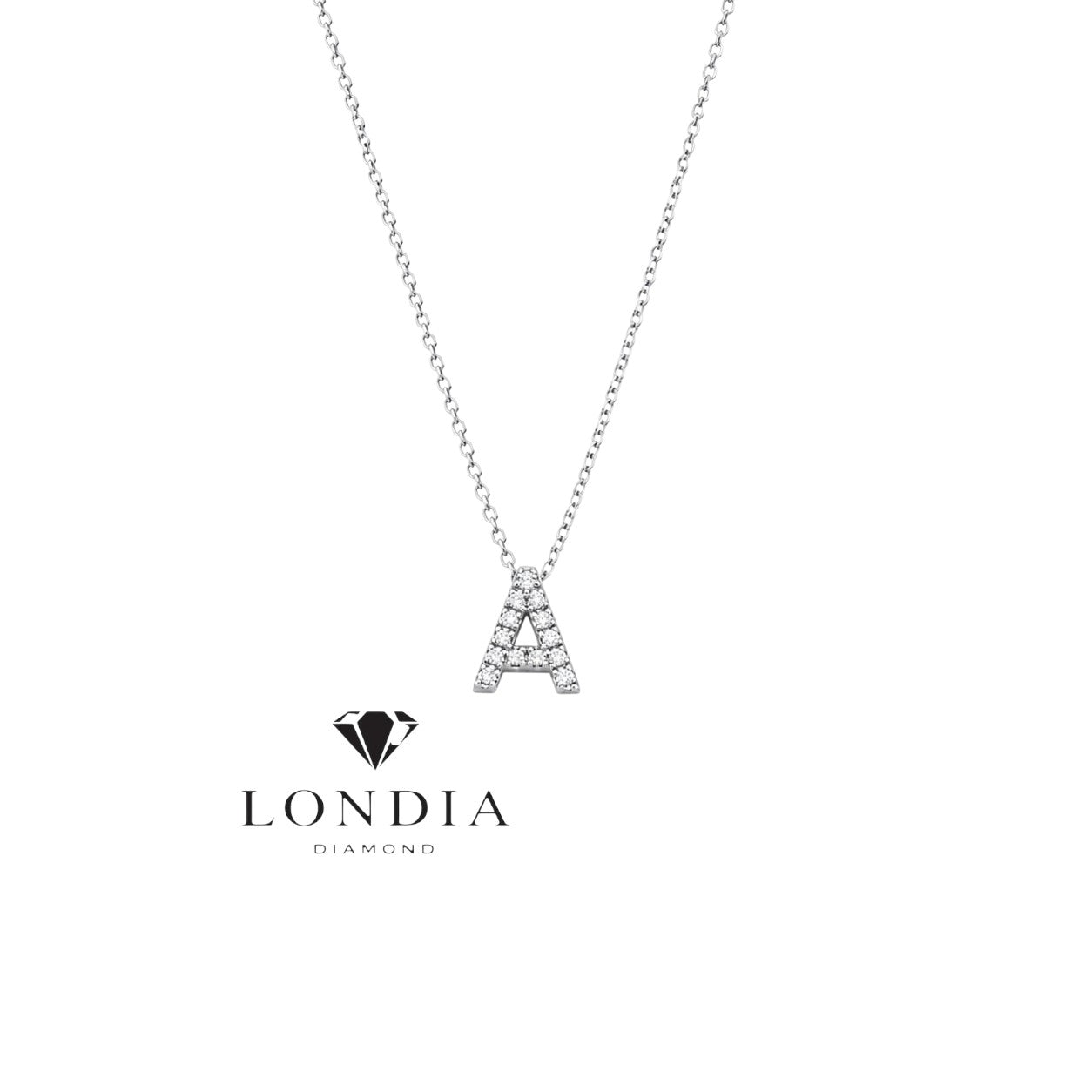 Personalized Mini A Initial 0.05 Carat Natural Diamond Necklace