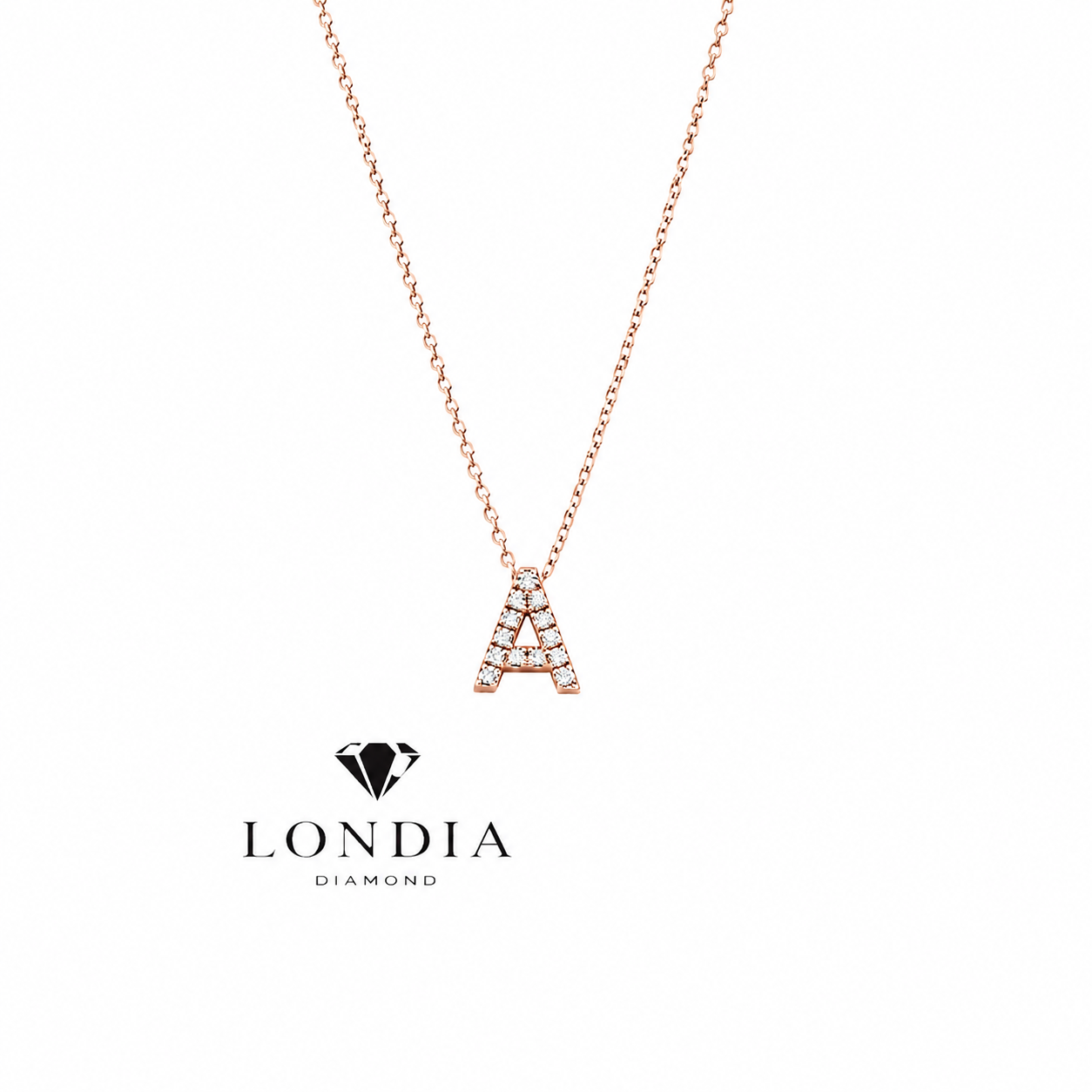 Personalized Mini A Initial 0.05 Carat Natural Diamond Necklace