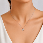 Personalized Mini A Initial 0.05 Carat Natural Diamond Necklace