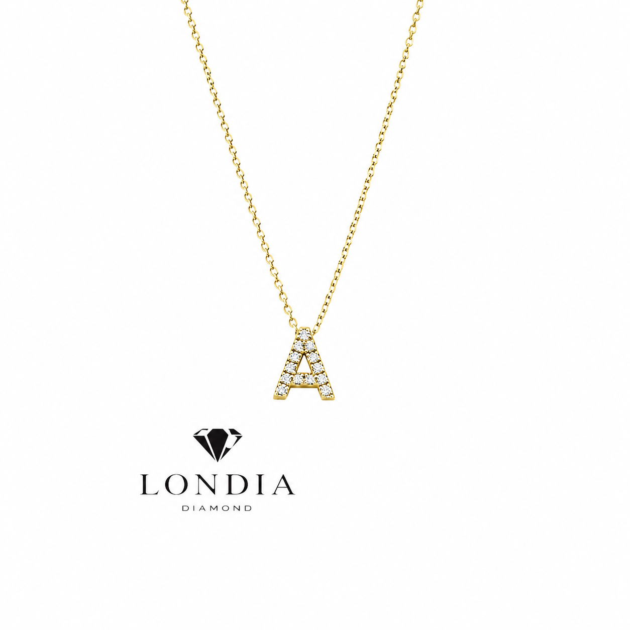 Personalized Mini A Initial 0.05 Carat Natural Diamond Necklace