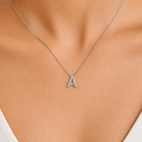 Personalized Mini A Initial 0.05 Carat Natural Diamond Necklace