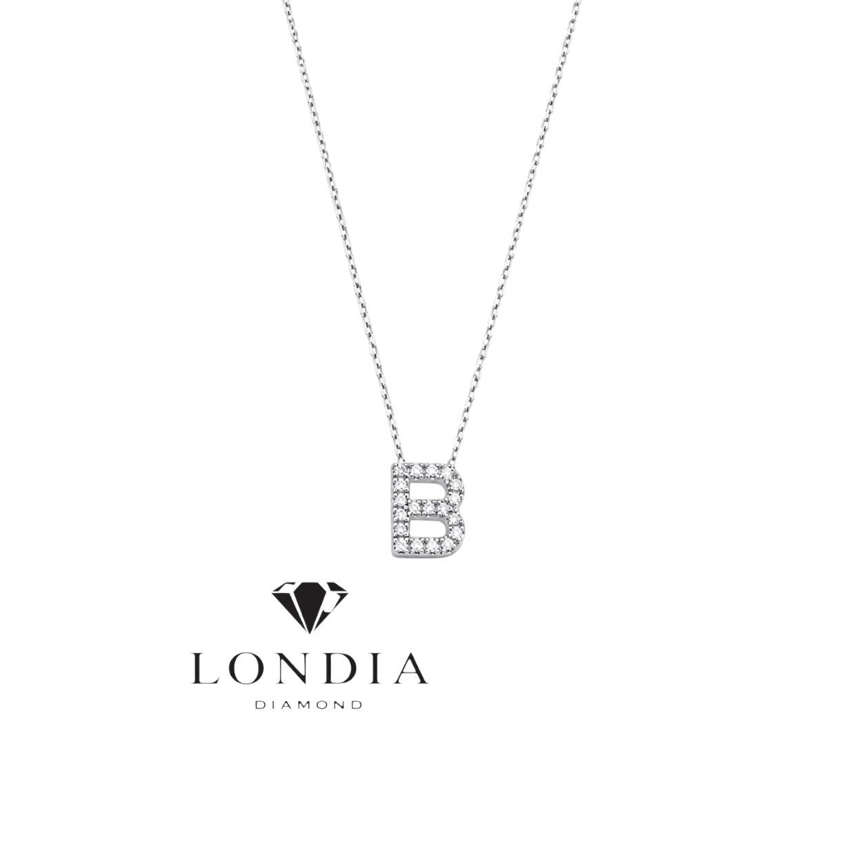 Personalized Mini B Initial 0.10 Carat Natural Diamond Necklace
