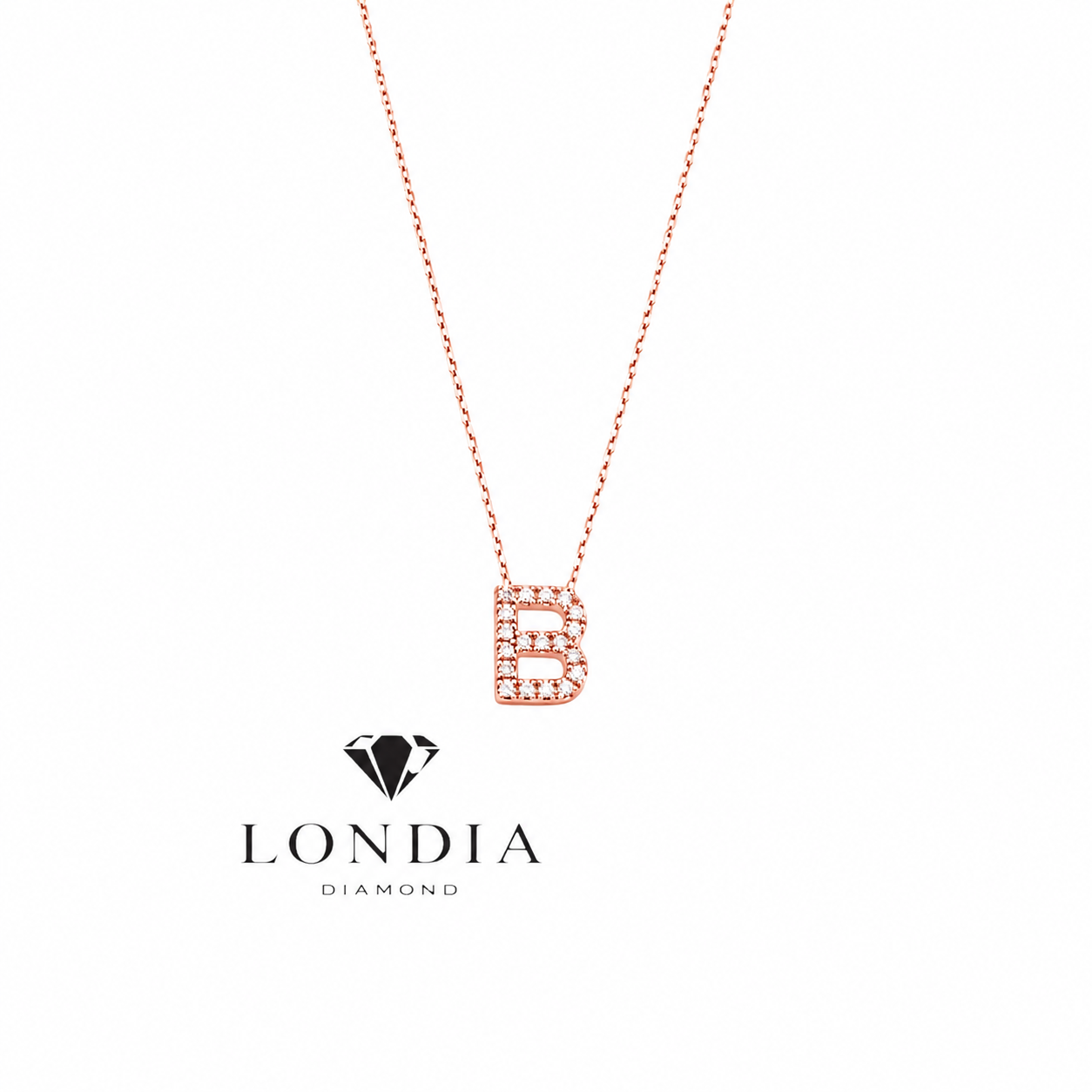 Personalized Mini B Initial 0.10 Carat Natural Diamond Necklace
