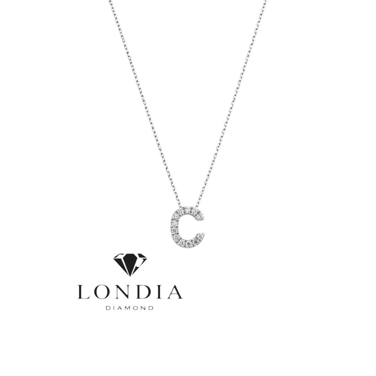 Personalized Mini C Initial 0.10 Carat Natural Diamond Necklace