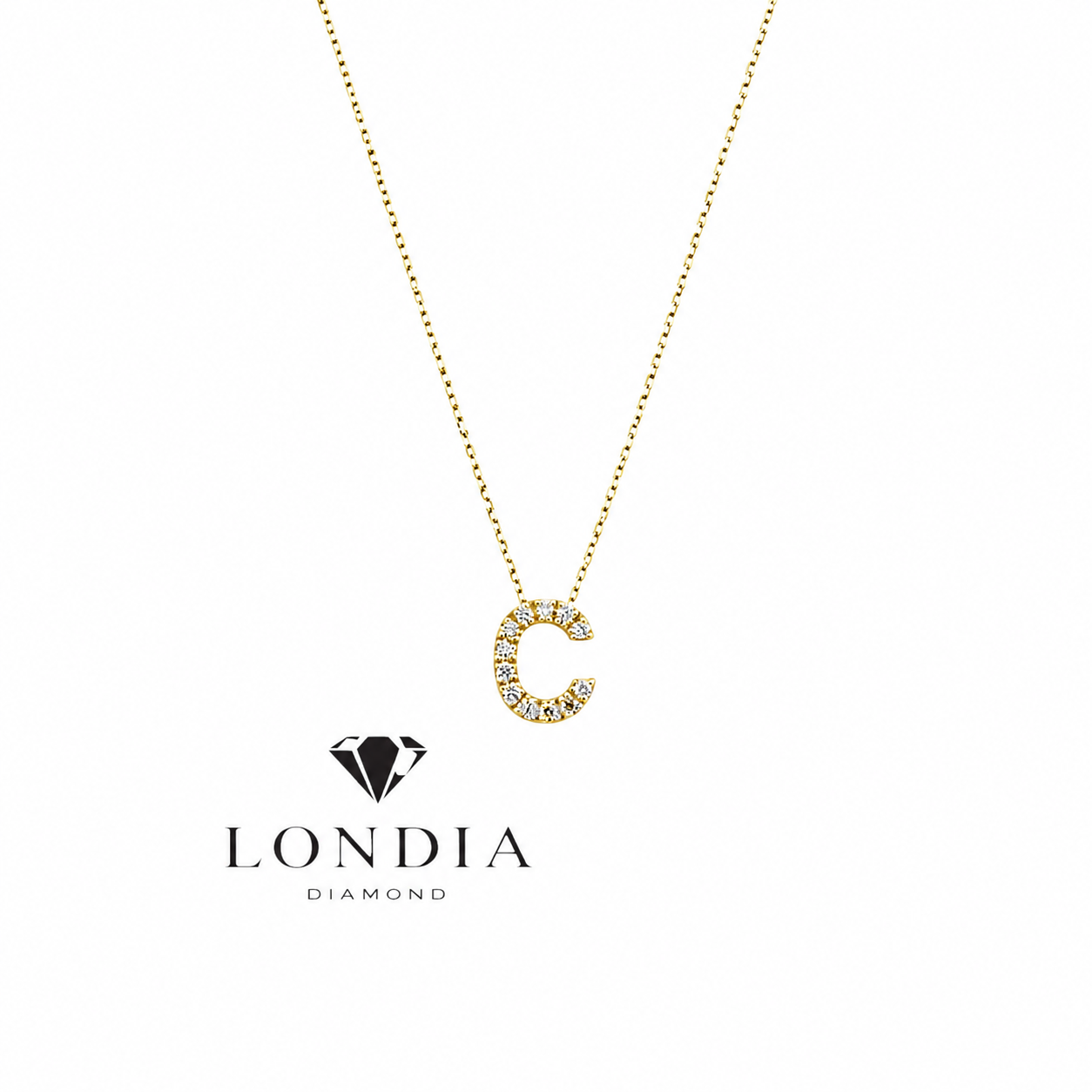 Personalized Mini C Initial 0.10 Carat Natural Diamond Necklace