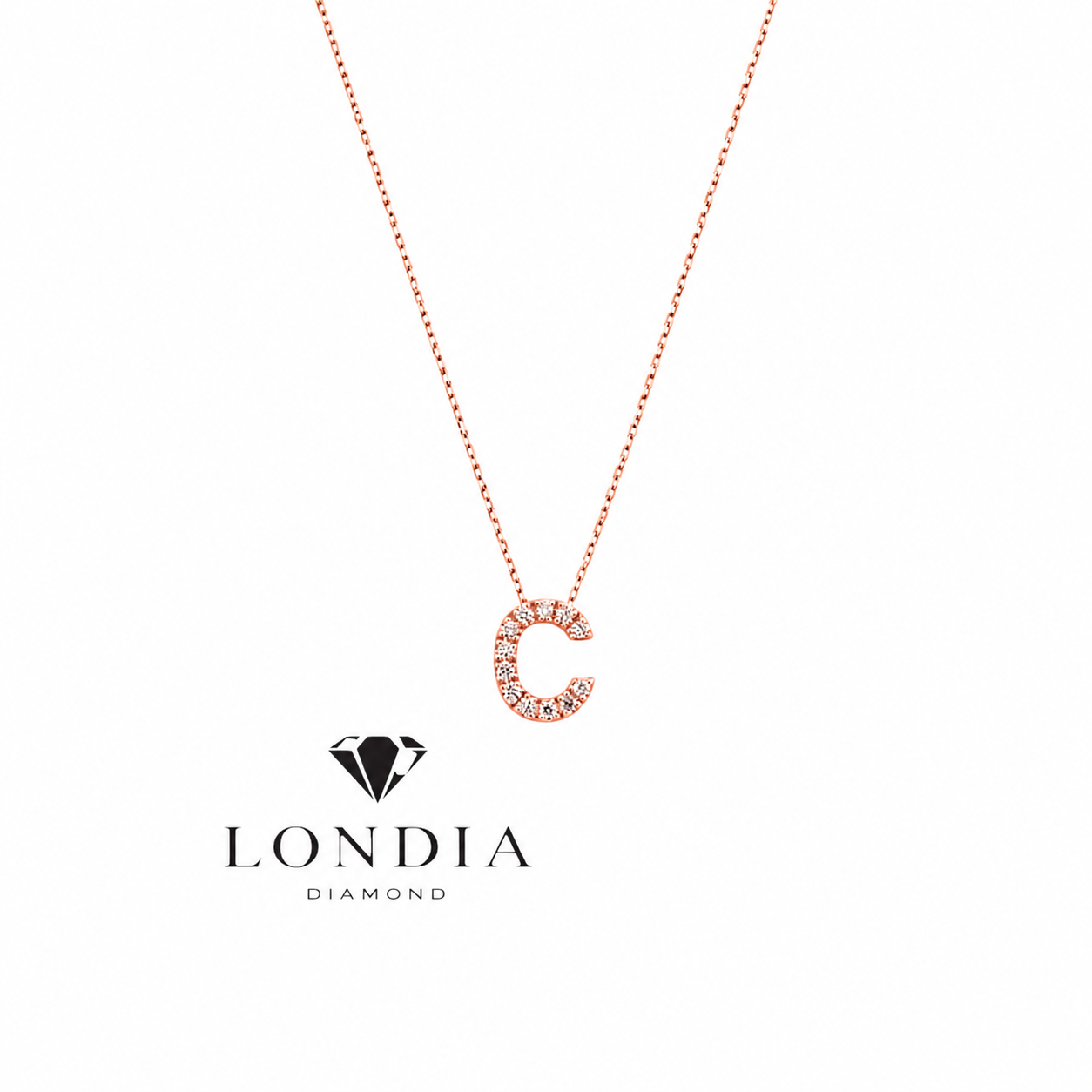 Personalized Mini C Initial 0.10 Carat Natural Diamond Necklace