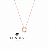 Personalized Mini C Initial 0.10 Carat Natural Diamond Necklace