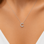 Personalized Mini C Initial 0.10 Carat Natural Diamond Necklace
