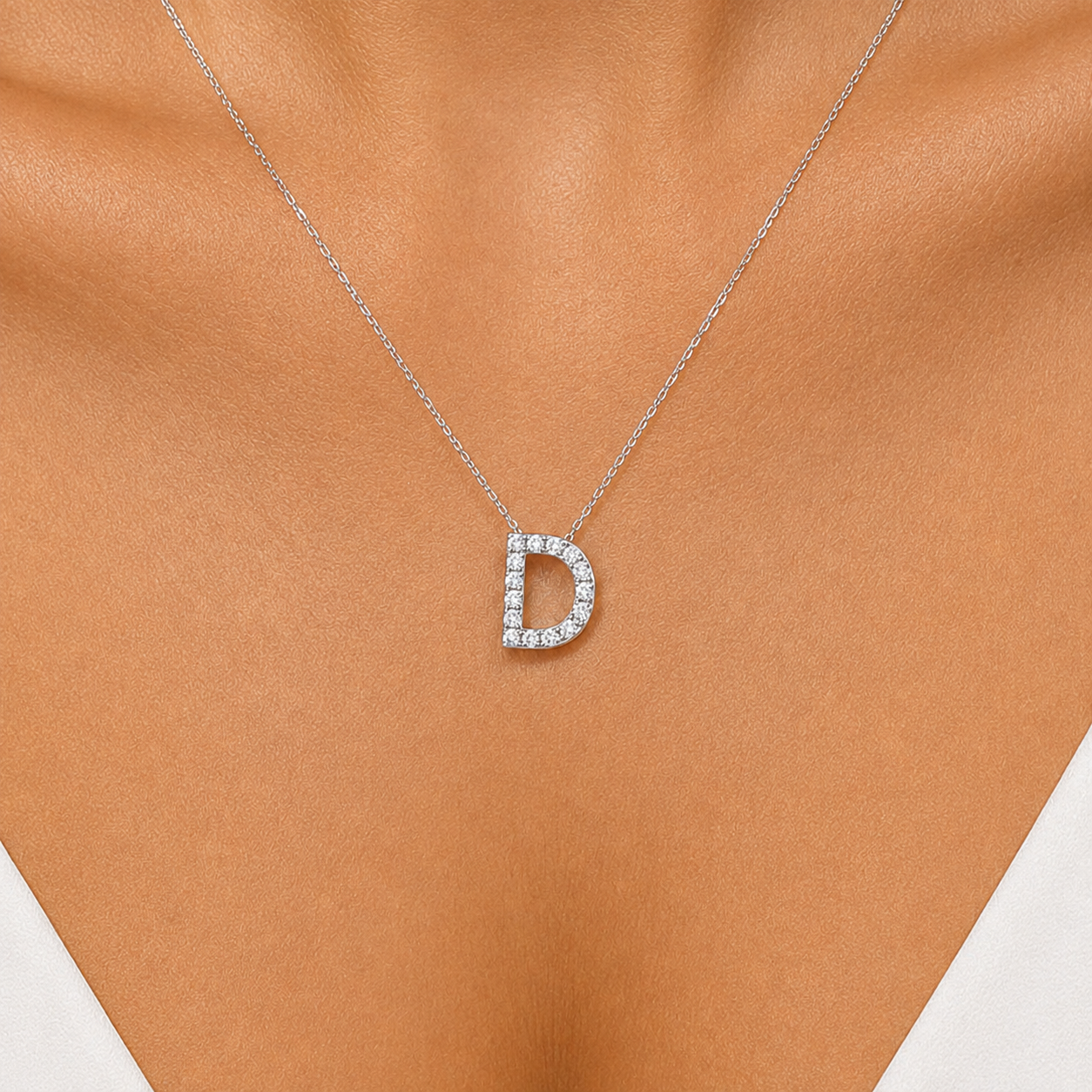 Personalized Mini D Initial 0.10 Carat Natural Diamond Necklace