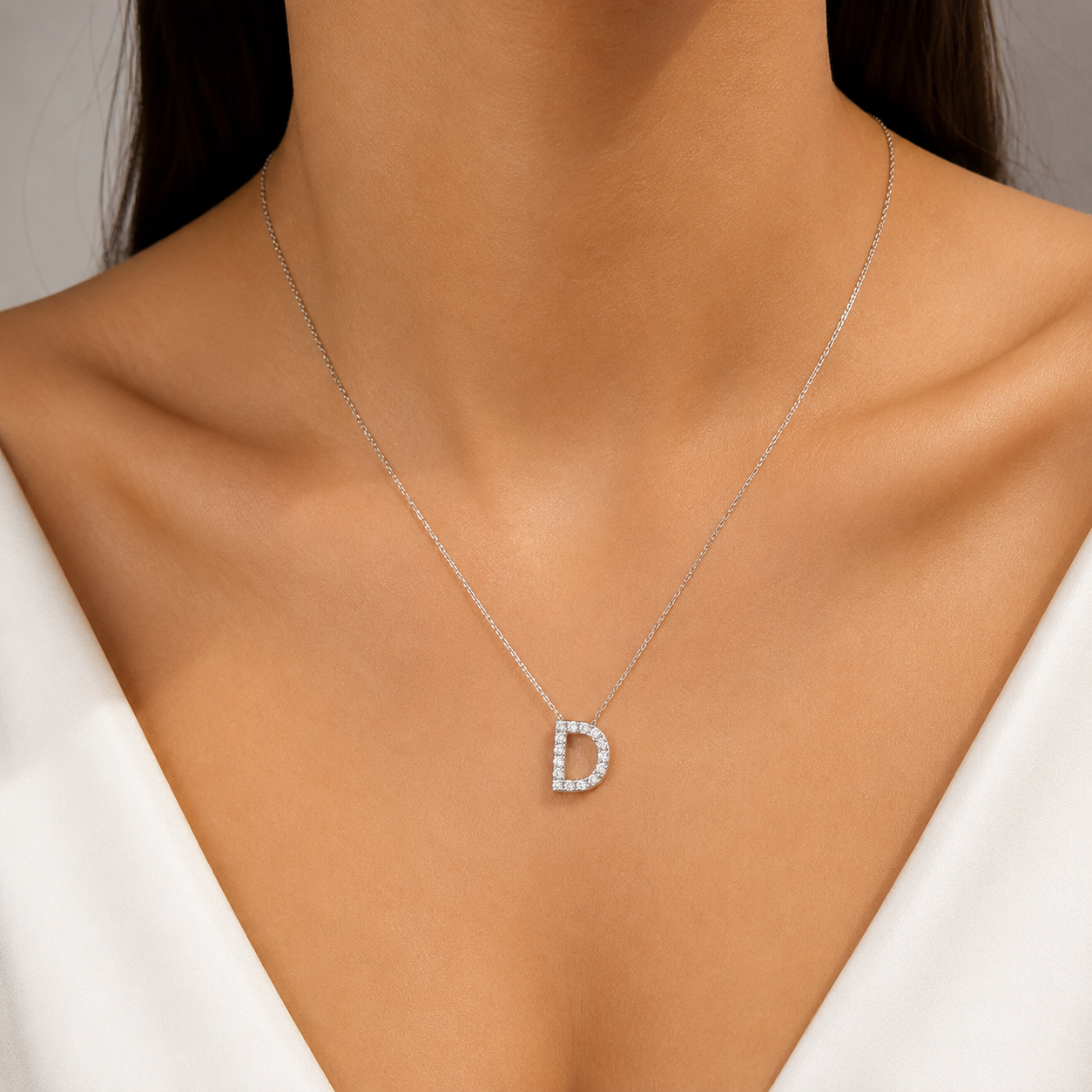 Personalized Mini D Initial 0.10 Carat Natural Diamond Necklace
