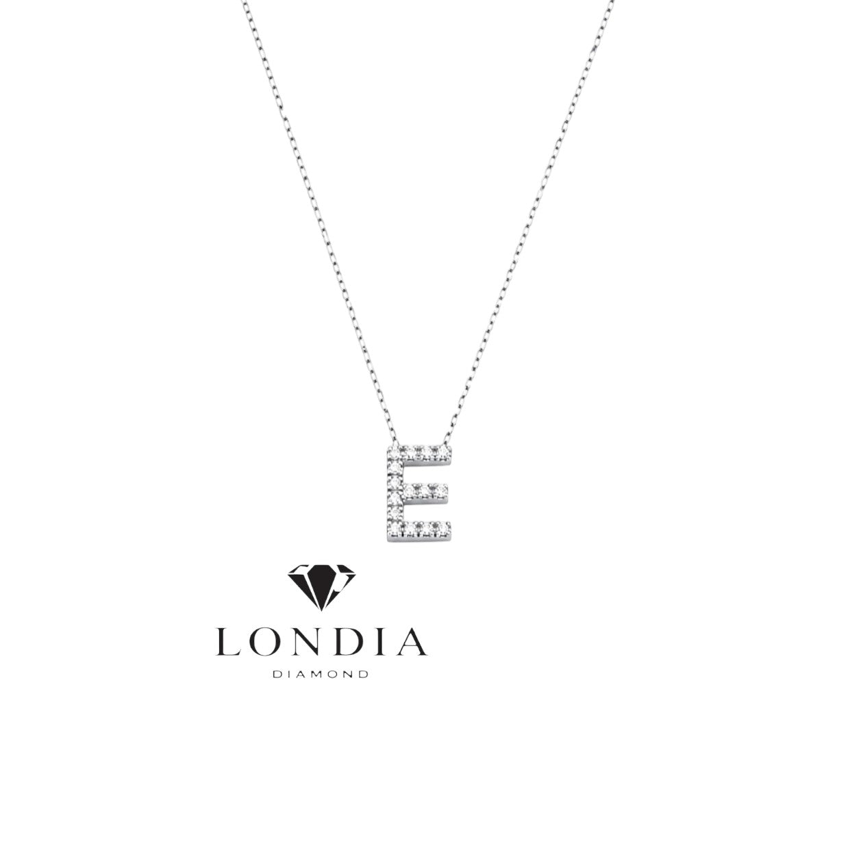 Personalized Mini E Initial 0.05 Carat Natural Diamond Necklace