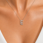 Personalized Mini E Initial 0.05 Carat Natural Diamond Necklace