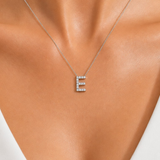 Personalized Mini E Initial 0.05 Carat Natural Diamond Necklace
