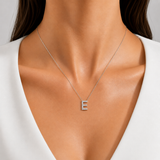 Personalized Mini E Initial 0.05 Carat Natural Diamond Necklace