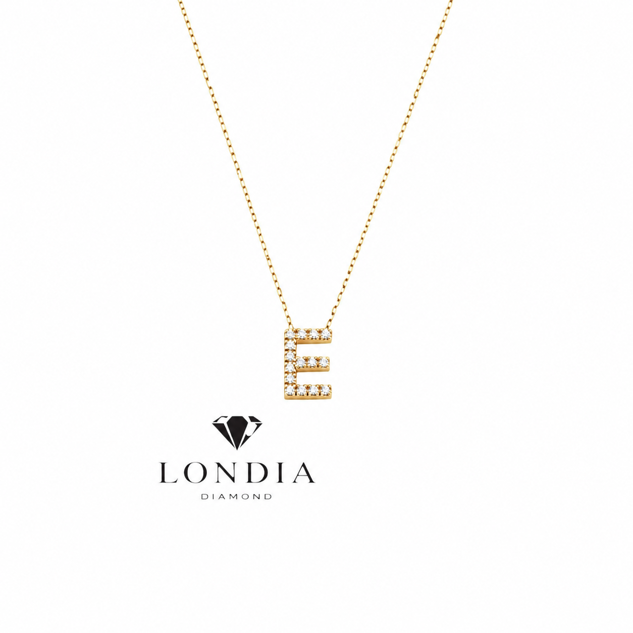 Personalized Mini E Initial 0.05 Carat Natural Diamond Necklace