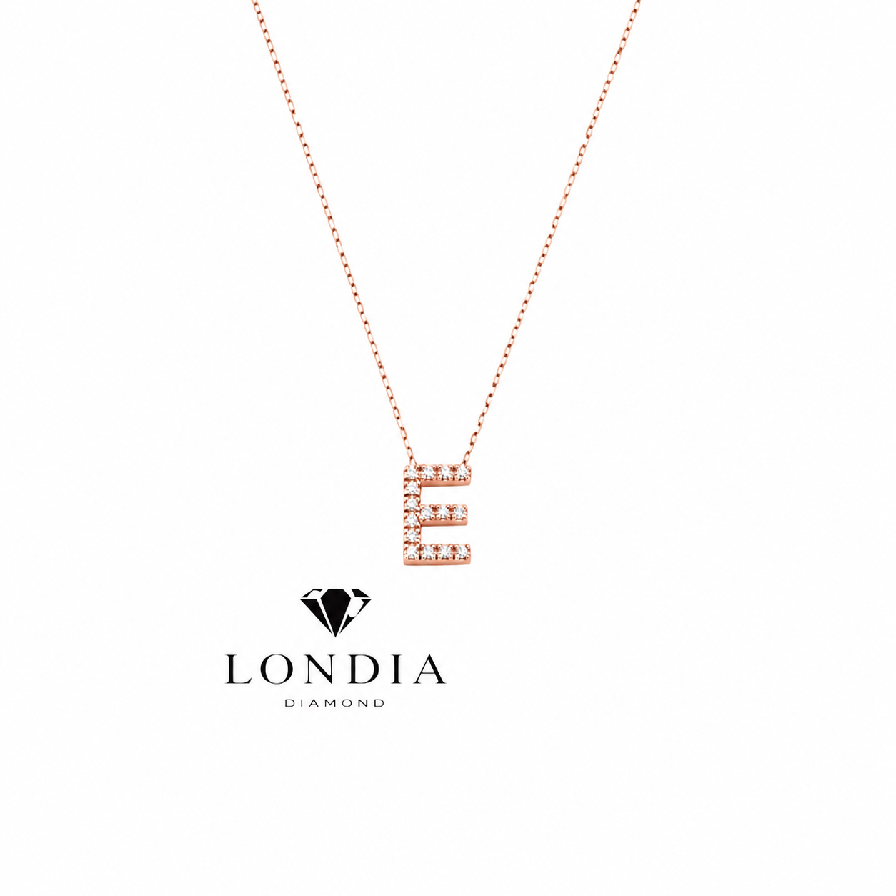 Personalized Mini E Initial 0.05 Carat Natural Diamond Necklace