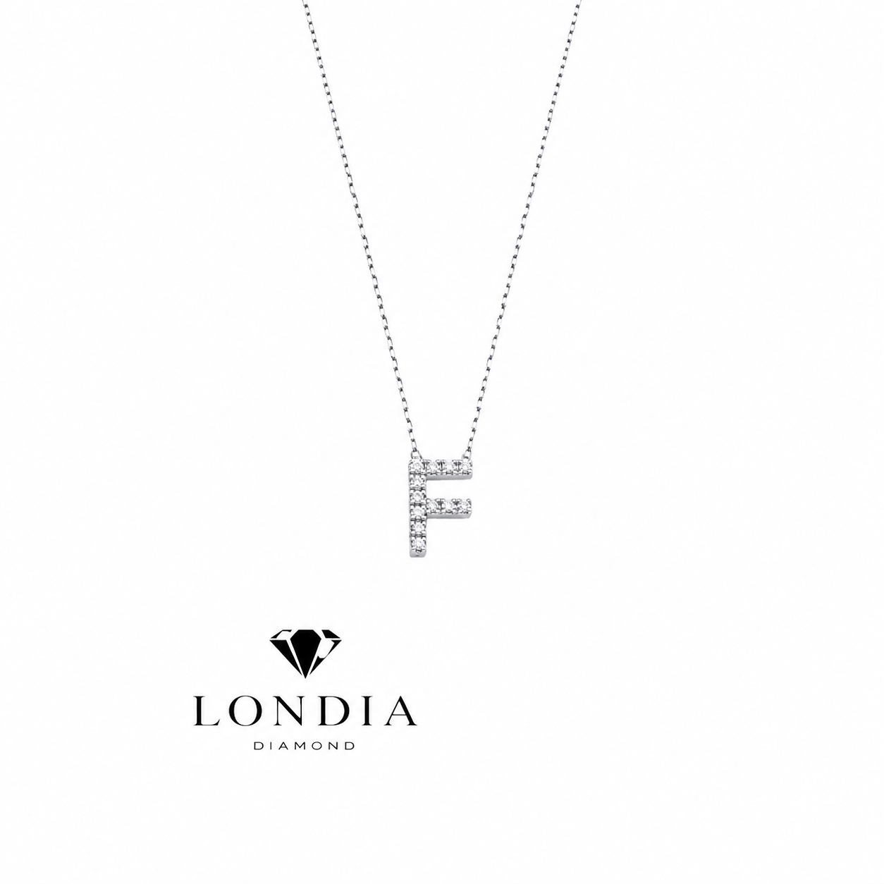 Personalized Mini F Initial 0.05 Carat Natural Diamond Necklace