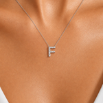 Personalized Mini F Initial 0.05 Carat Natural Diamond Necklace