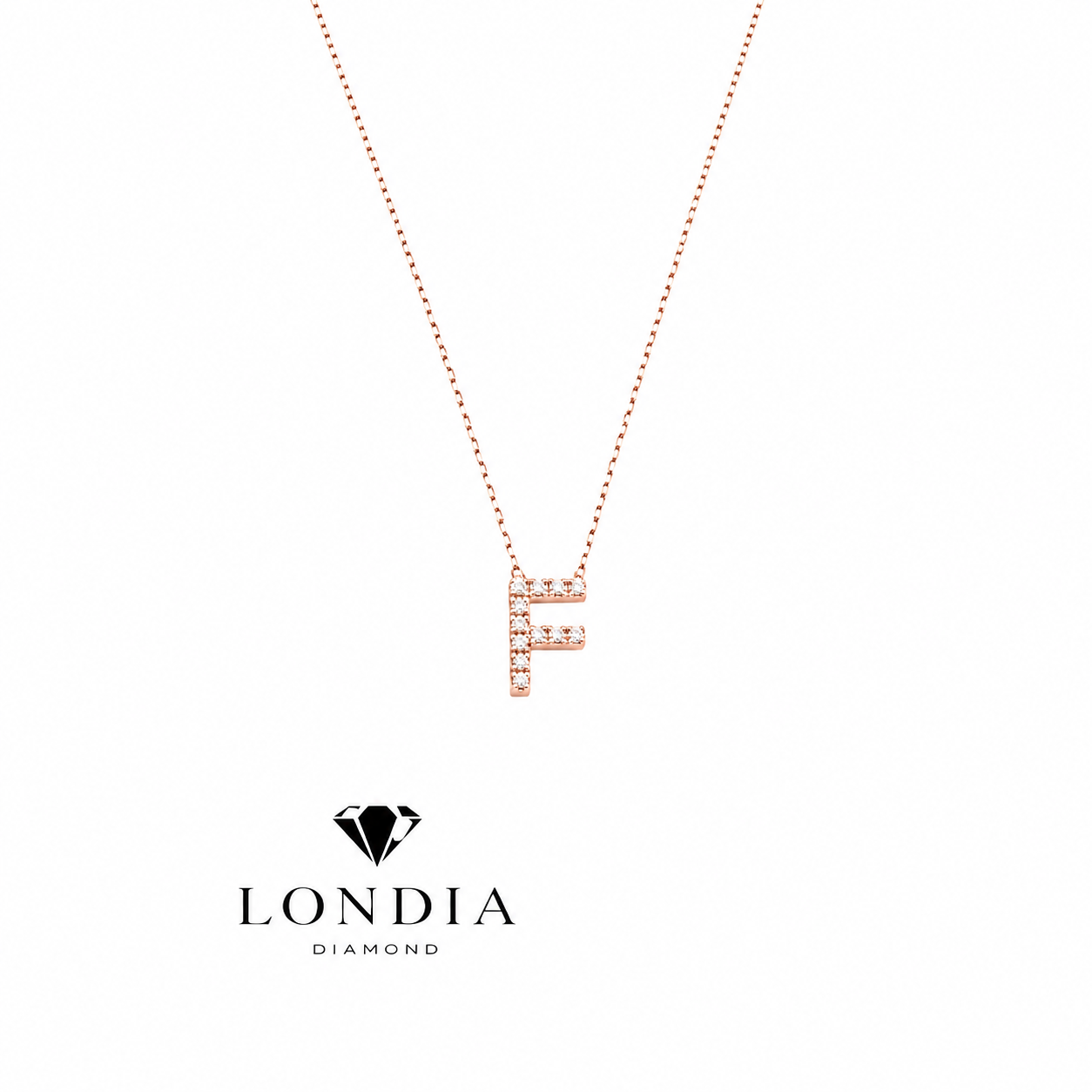 Personalized Mini F Initial 0.05 Carat Natural Diamond Necklace