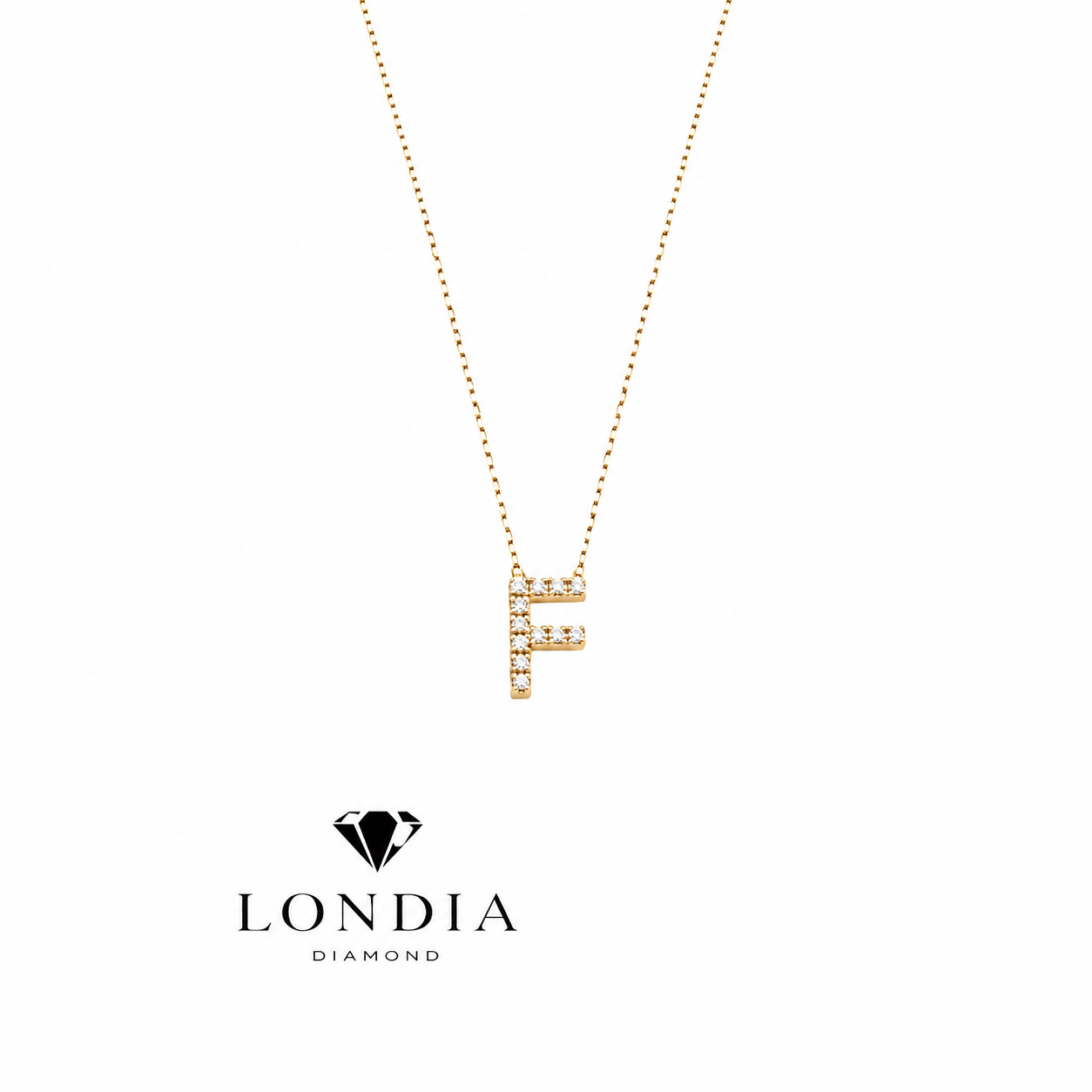 Personalized Mini F Initial 0.05 Carat Natural Diamond Necklace