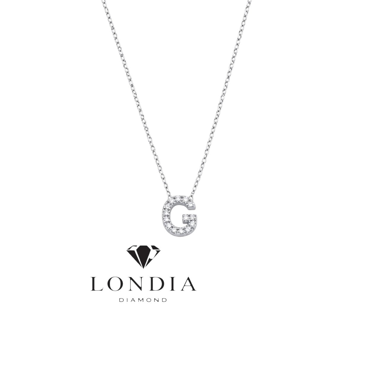Personalized Mini G Initial 0.05 Carat Natural Diamond Necklace