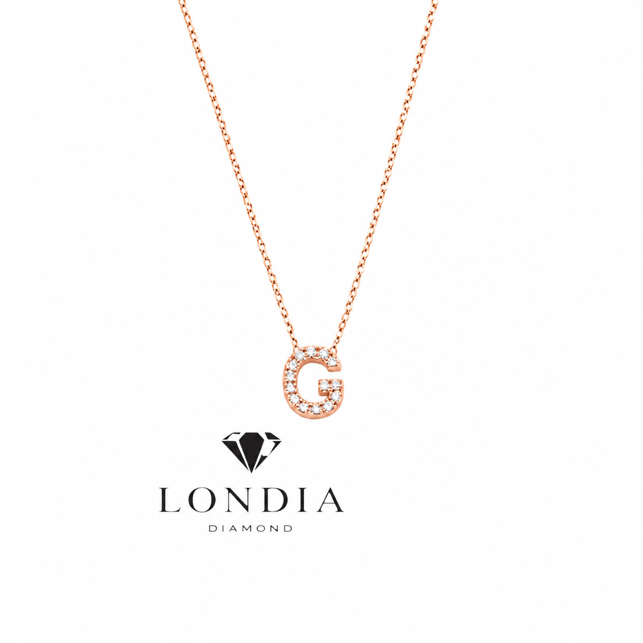 Personalized Mini G Initial 0.05 Carat Natural Diamond Necklace