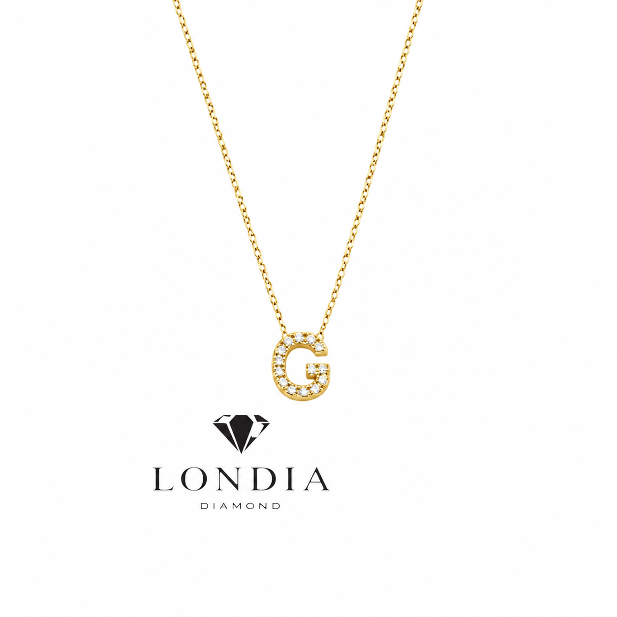 Personalized Mini G Initial 0.05 Carat Natural Diamond Necklace