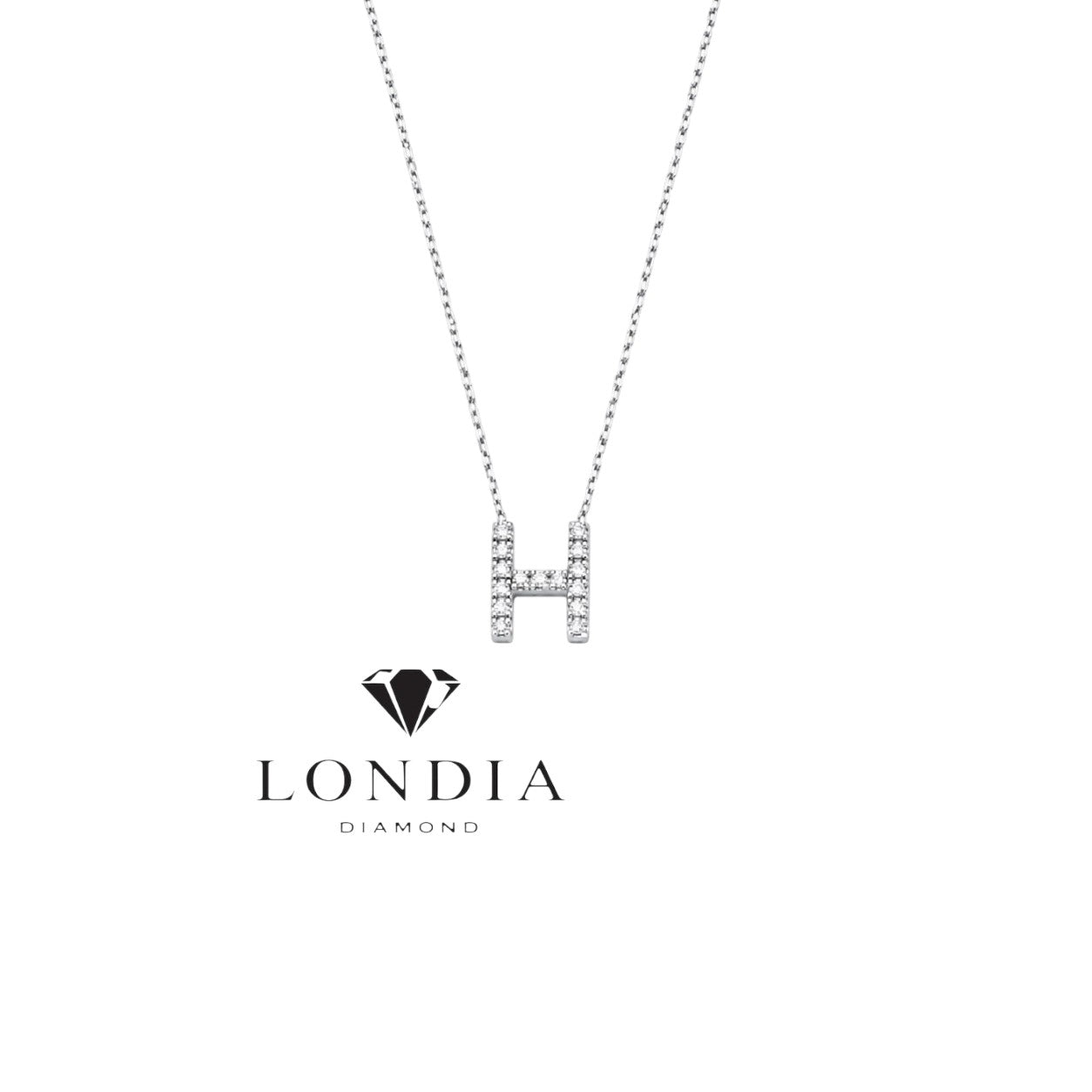 Personalized Mini H Initial 0.05 Carat Natural Diamond Necklace
